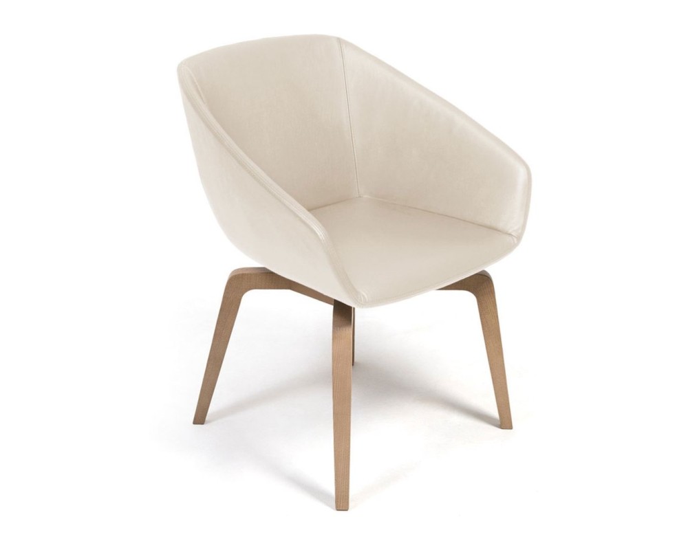 Кресло Alma Wood Натуральная кожа, Бежевый