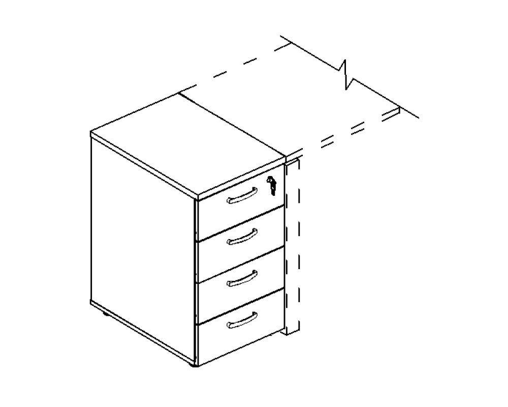 Тумба приставная 4-х ящичная с замком 42x45x75 A4.PRO