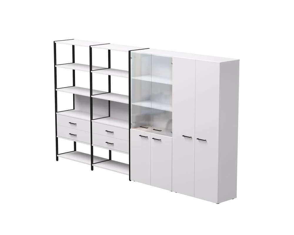 Набор стеллажных систем №16 3235x385x1840 Everprof ЭВО / EVO Белый/Черный