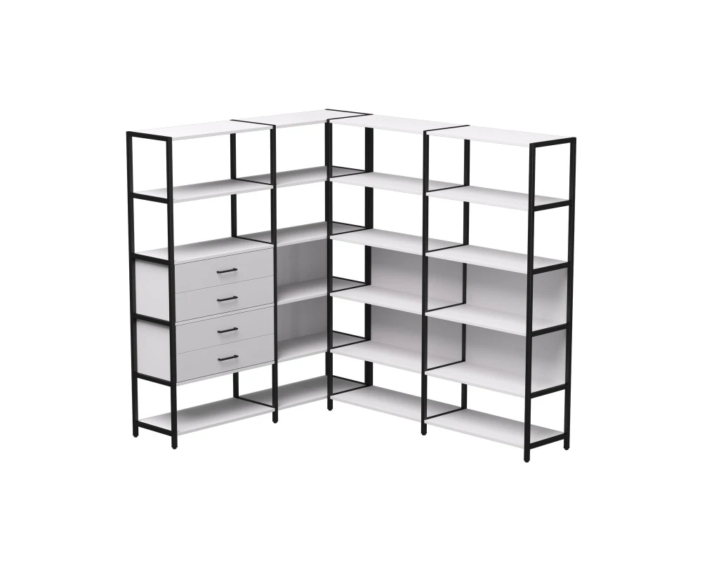 Набор стеллажных систем №17 1635x2020x1840 Everprof ЭВО / EVO Белый/Черный