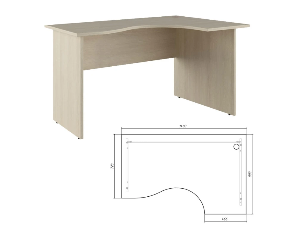 Стол эргономичный правый 72 140 Тренд / Trend Дуб феррара