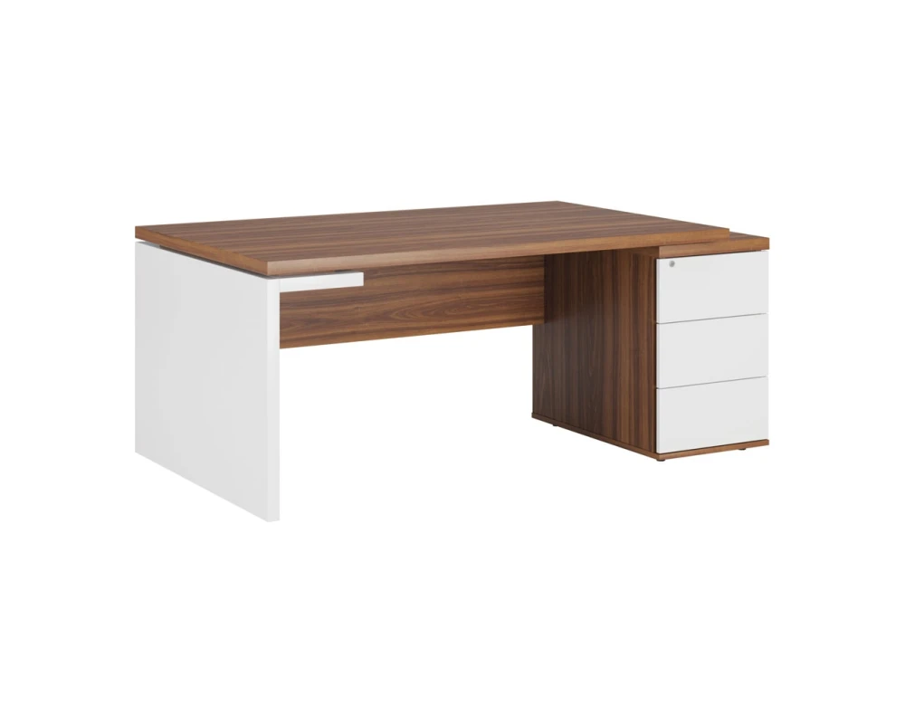 Стол рабочий на опорной тумбе правый Сион / Zion Орех