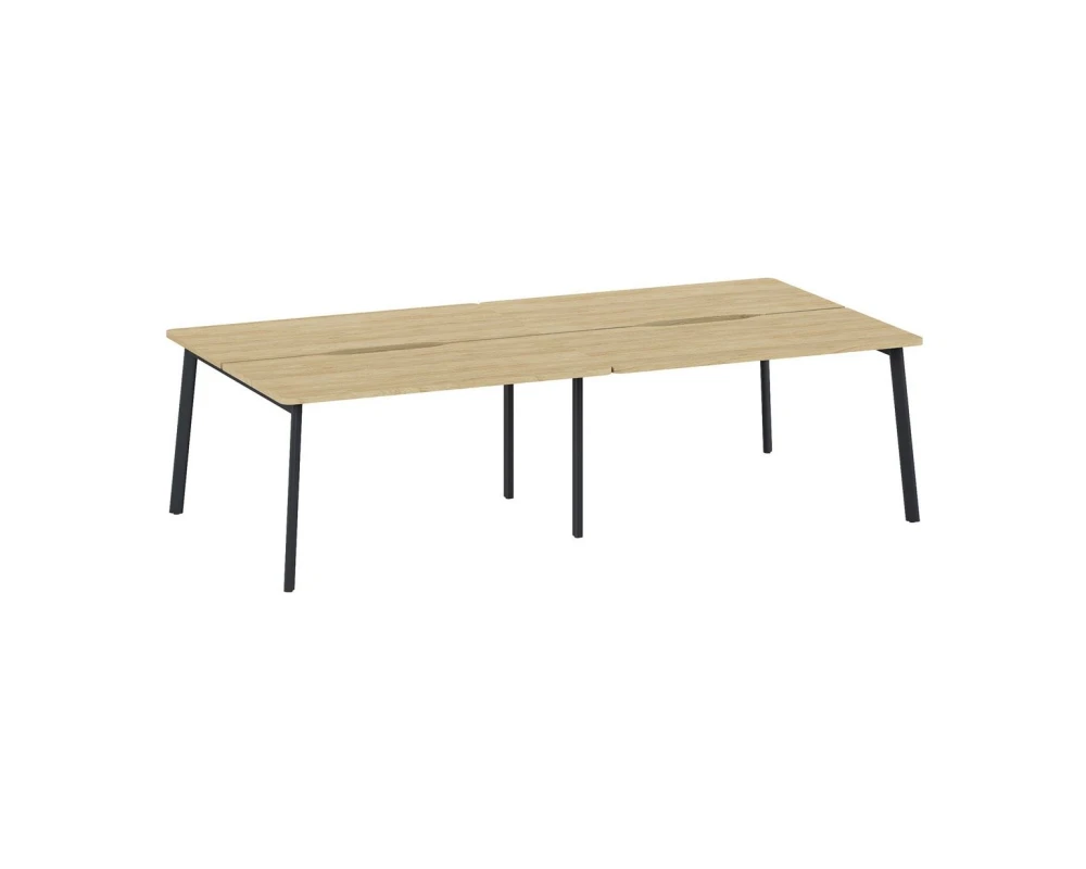 Бенч 4 рабочих места с вырезом 316x141x75 Flex Гикори/Графит