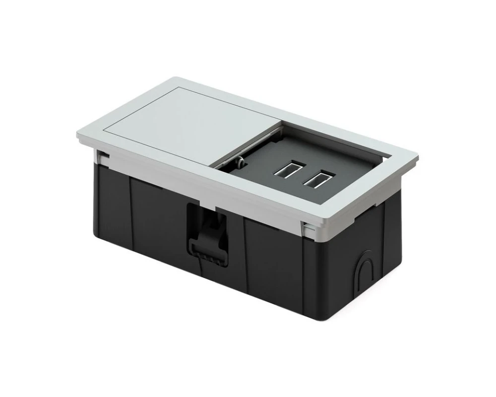 Зарядка USB 2шт 12,3х6,7х4 Versa Mono Алюминий