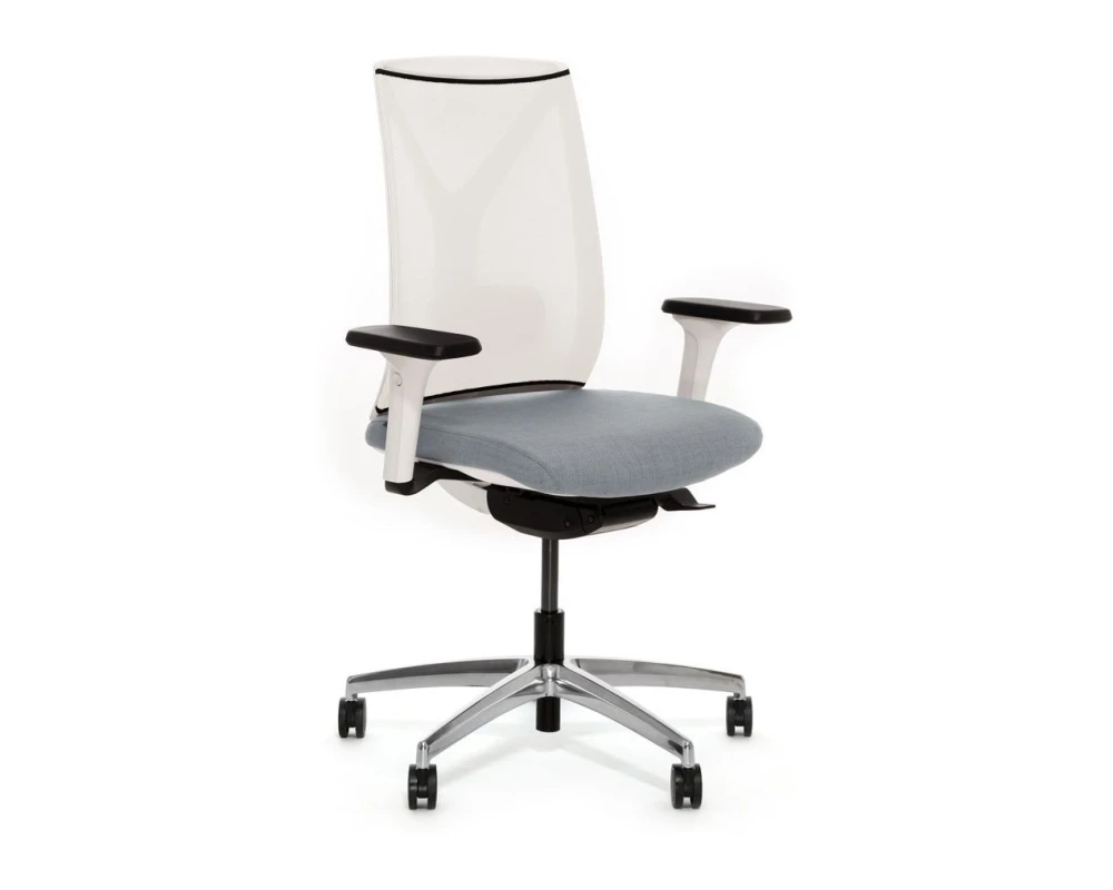 Кресло Dion Mesh 1D WW алюм Сетка/Ткань, Белый/Серый