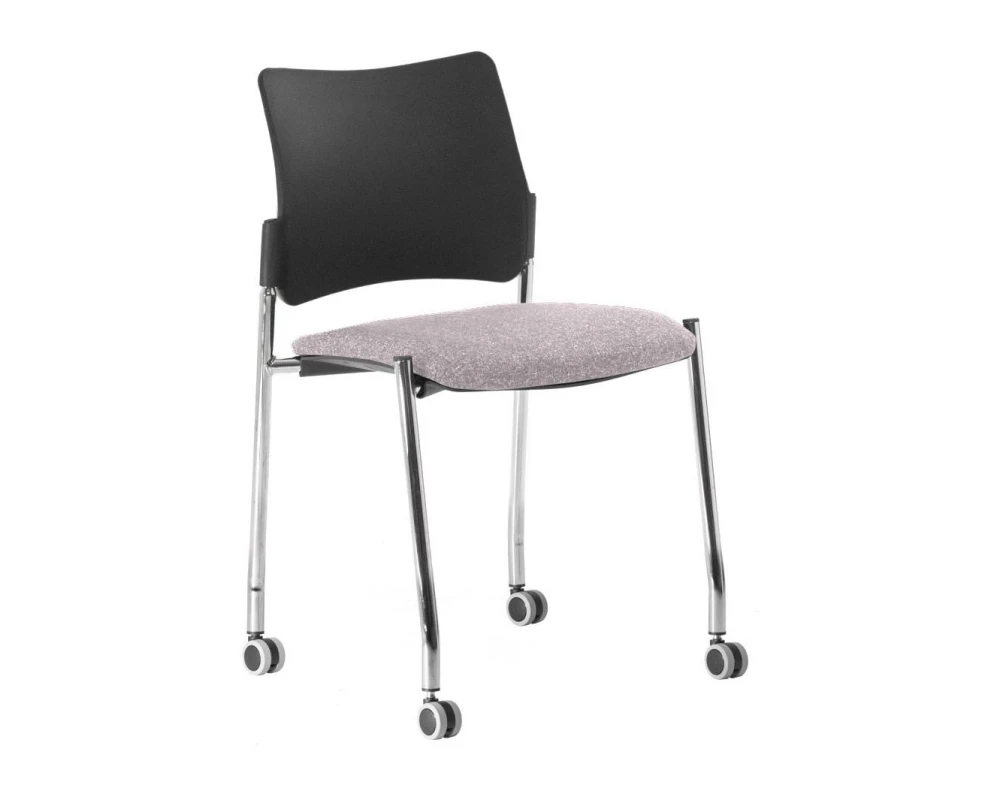 Кресло Pinko на колесах Пластик/Ткань, Черный/Серый