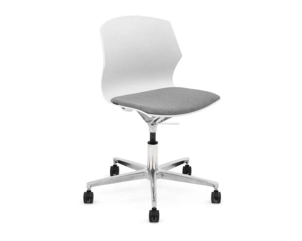 Кресло Sole на крестовине Пластик/Ткань, Белый/Серый