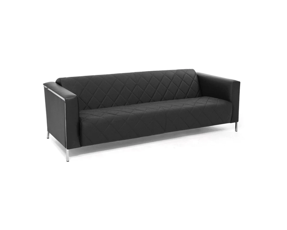 Диван 3-х местный Vispo Кожа/Экокожа, Черный