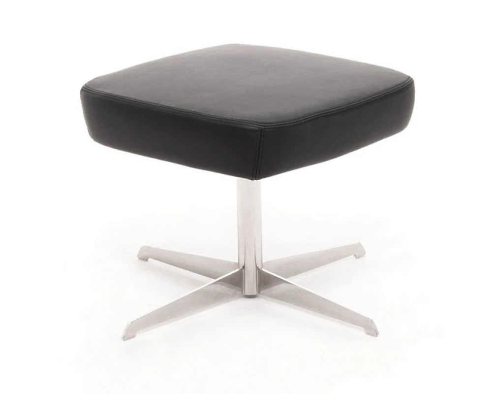 Пуф Vento на крестовине Натуральная кожа, Черный