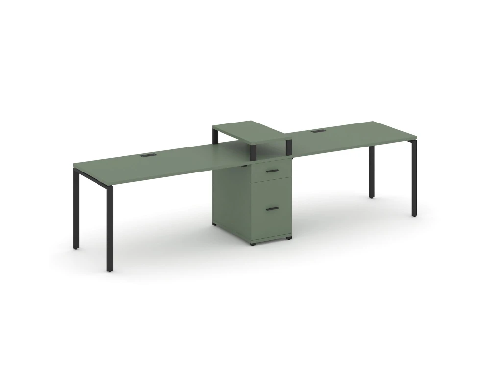 Рабочая станция 2 места с 1 опорной тумбой CN.ORS-423 B 3180x720x917 Концепт / Concept