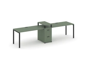 Рабочая станция 2 места с 1 опорной тумбой CN.ORS-423 B 3180x720x917 Концепт / Concept images