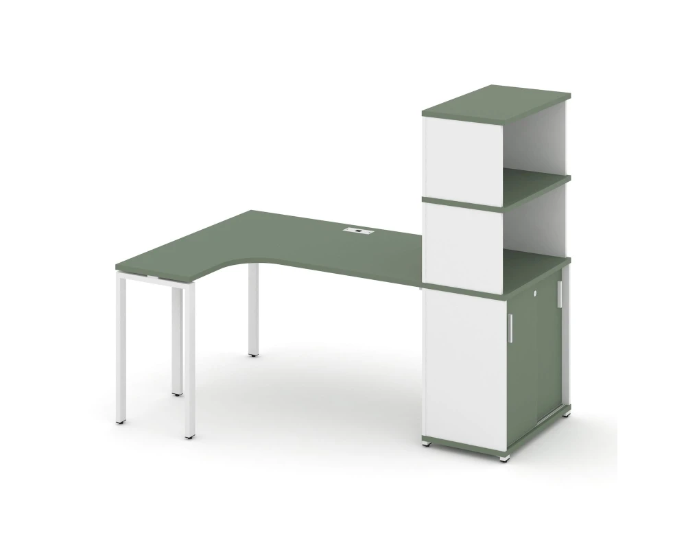 Стол эргономичный с опорным шкафом-купе с надставкой выс. CN.SA-222(L) W 2000x1180x1530 Концепт / Concept