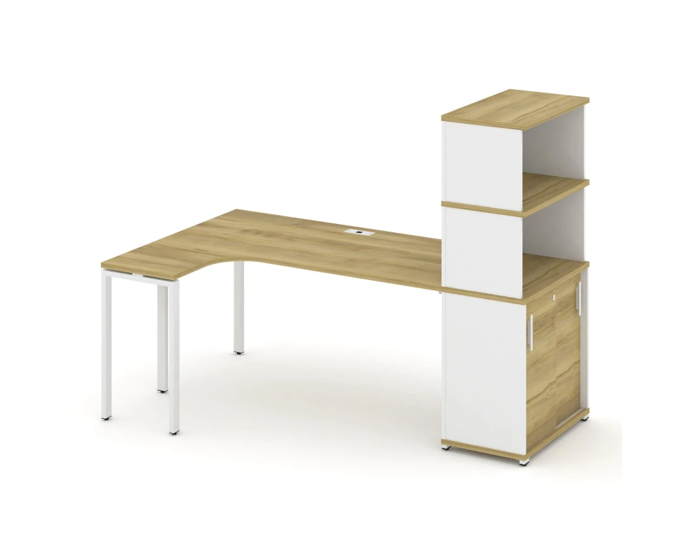 Стол эргономичный с опорным шкафом-купе с надставкой выс. CN.SA-222(L) W 2000x1180x1530 Концепт / Concept