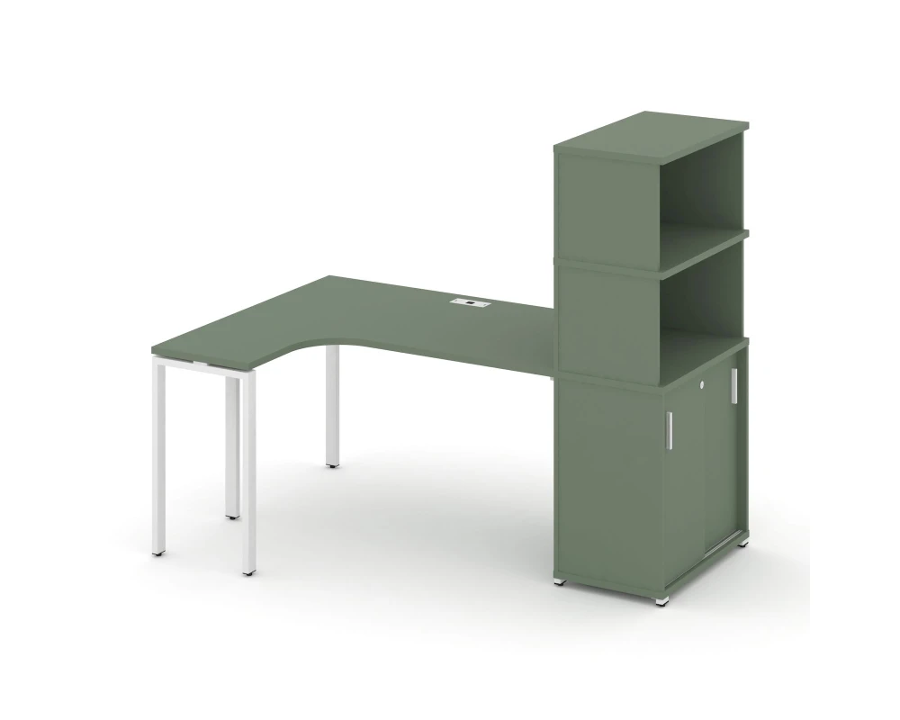 Стол эргономичный с опорным шкафом-купе с надставкой выс. CN.SA-222(L) W 2000x1180x1530 Концепт / Concept