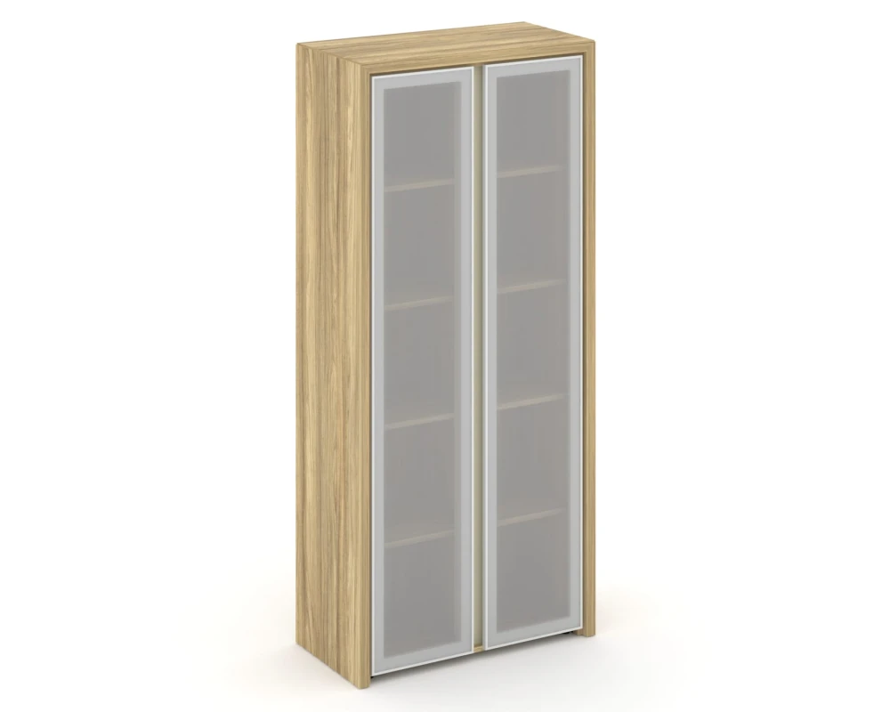 Шкаф высокий широкий (2 высоких фасада стекло сатин в раме) Корнер / Corner