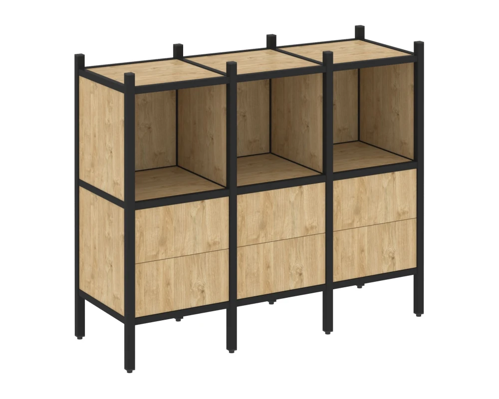 Прямой стеллаж L-07 1278x446x1047 Лофт / Loft