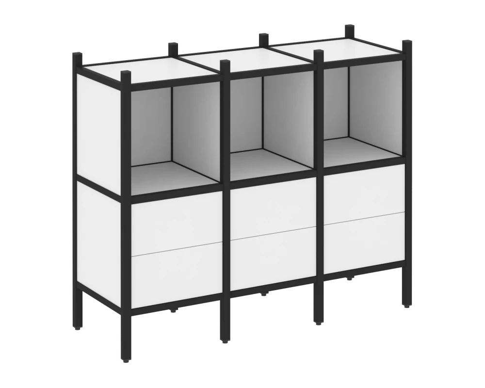 Прямой стеллаж L-07 1278x446x1047 Лофт / Loft