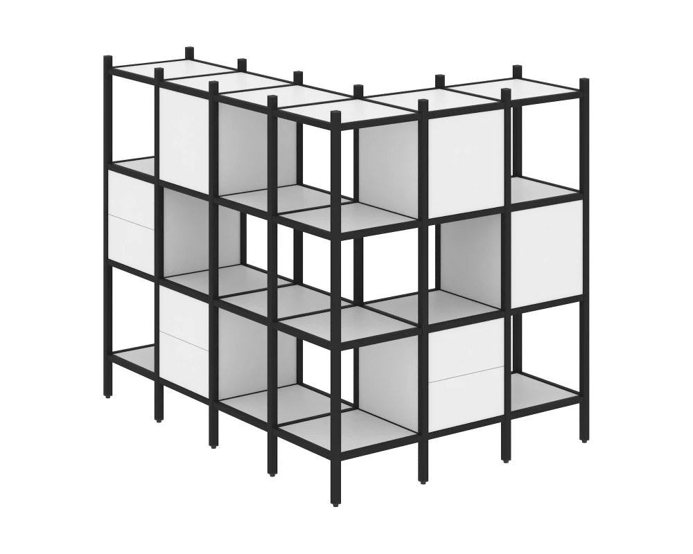 Угловой внешний стеллаж наборный L-52 1694x1278x1458 Лофт / Loft