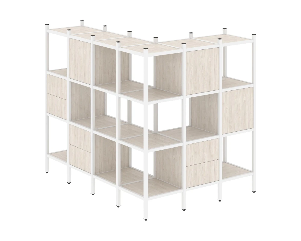 Угловой внешний стеллаж наборный L-52 1694x1278x1458 Лофт / Loft