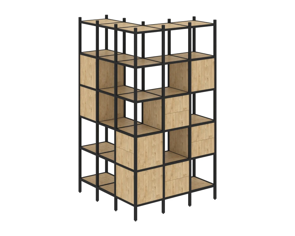 Угловой внешний стеллаж наборный L-53 1278x1278x2280 Лофт / Loft