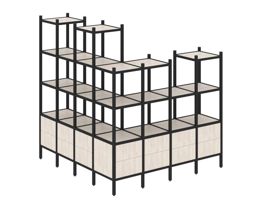 Угловой внешний стеллаж наборный L-55 1694x1694x1869 Лофт / Loft
