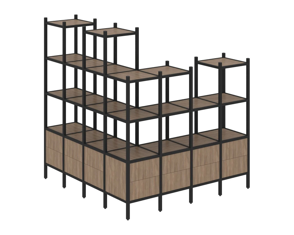 Угловой внешний стеллаж наборный L-55 1694x1694x1869 Лофт / Loft