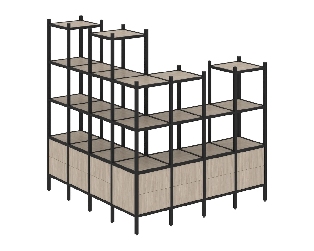 Угловой внешний стеллаж наборный L-55 1694x1694x1869 Лофт / Loft