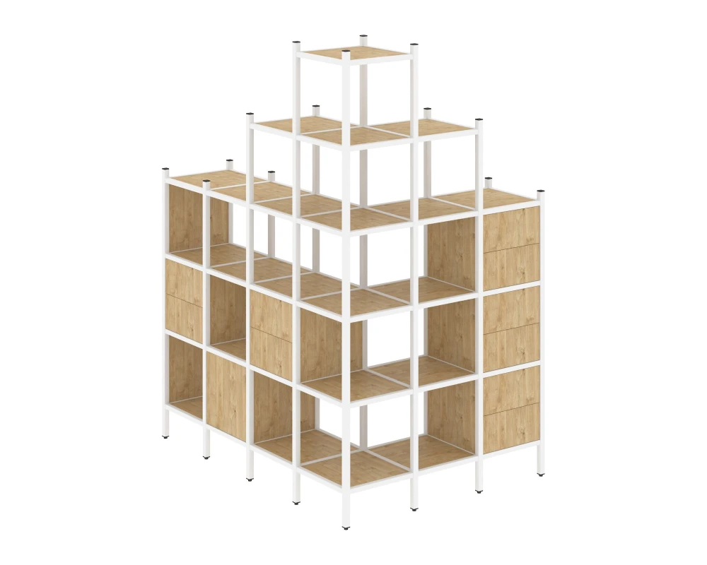 Угловой внешний стеллаж наборный L-56 1694x1278x2280 Лофт / Loft