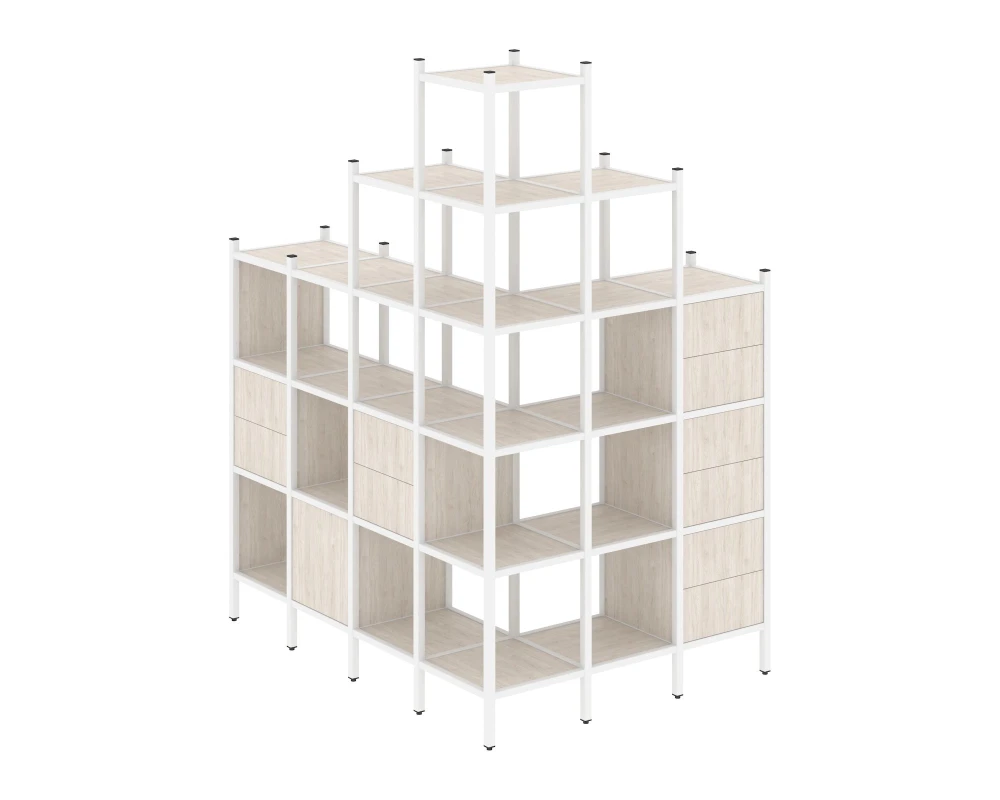 Угловой внешний стеллаж наборный L-56 1694x1278x2280 Лофт / Loft