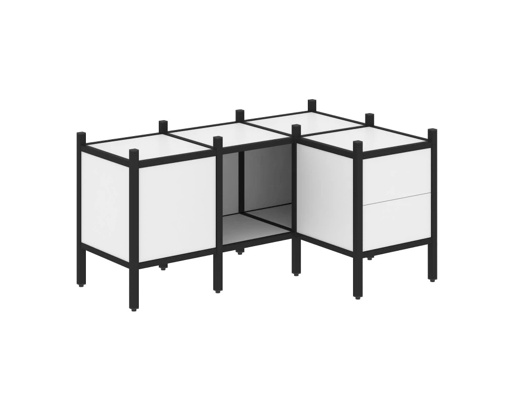 Угловой внутренний стеллаж L-26 1278x862x636 Лофт / Loft