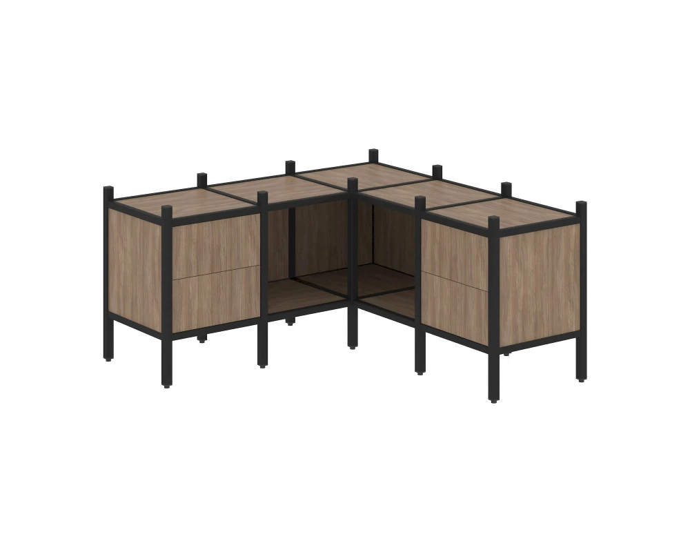 Угловой внутренний стеллаж L-27 1278x1278x636 Лофт / Loft