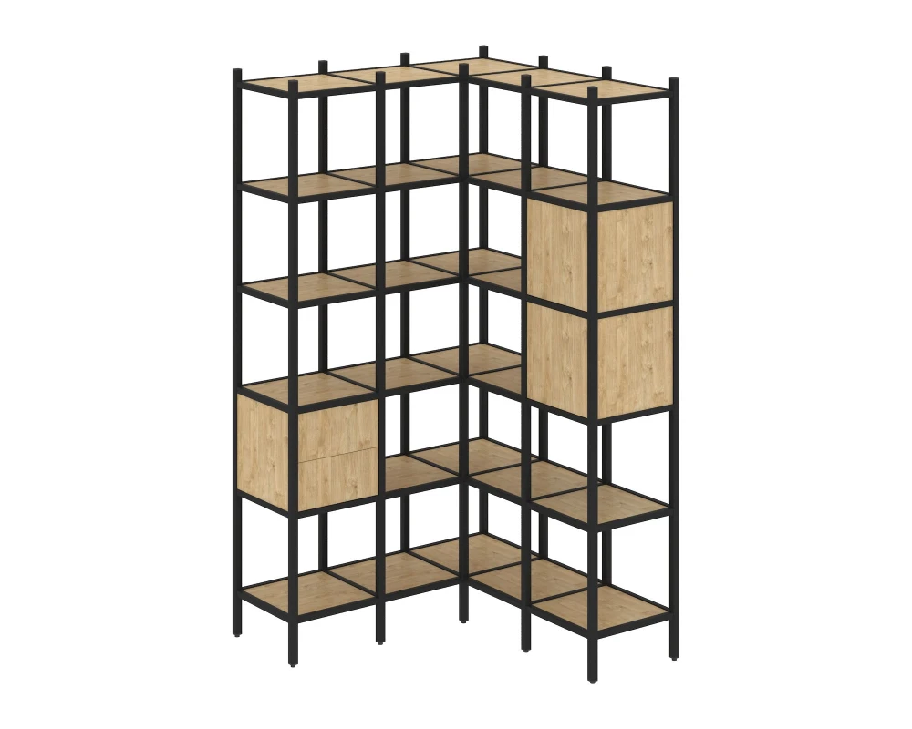 Угловой внутренний стеллаж L-34 1278x1278x2280 Лофт / Loft