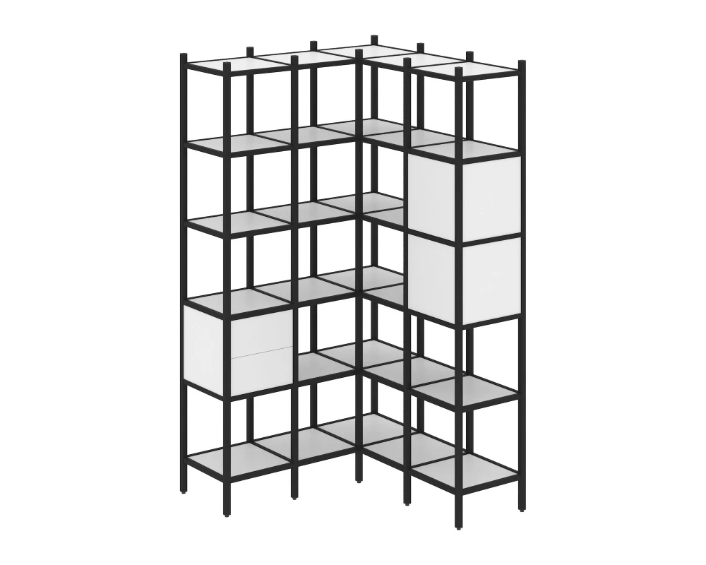Угловой внутренний стеллаж L-34 1278x1278x2280 Лофт / Loft
