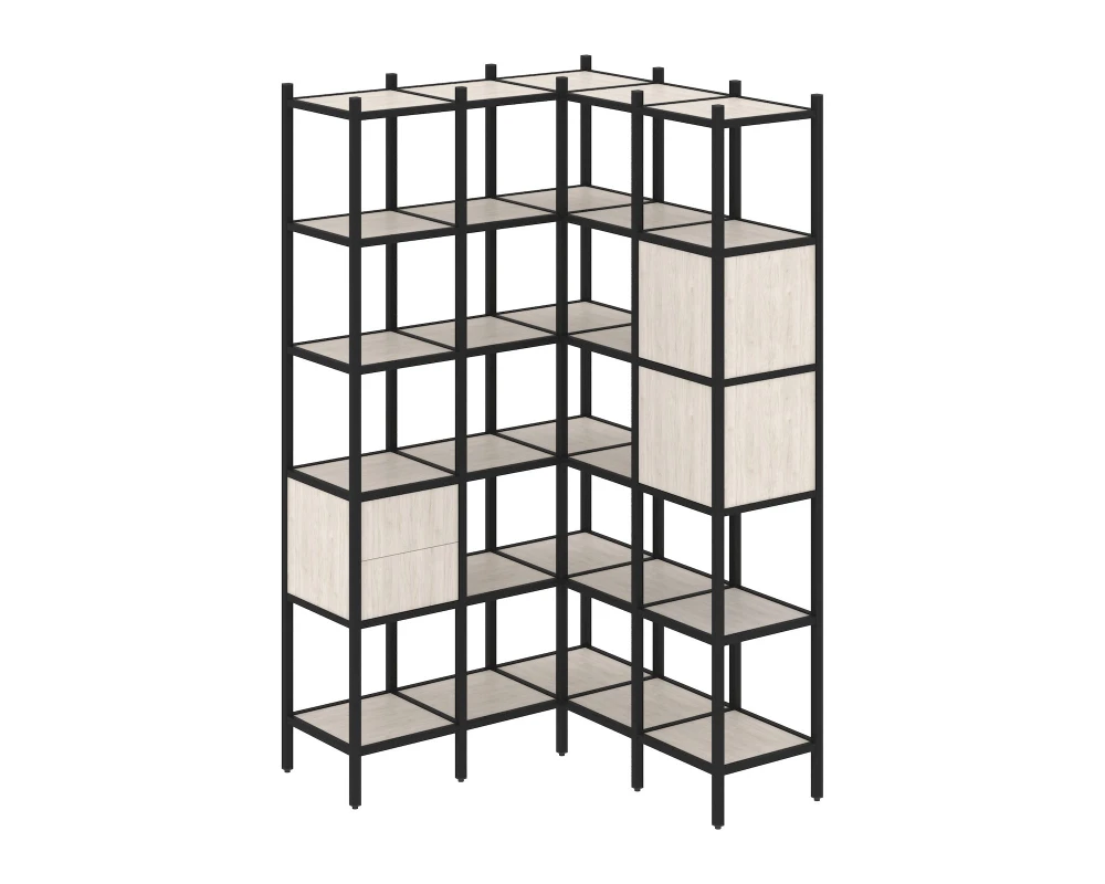 Угловой внутренний стеллаж L-34 1278x1278x2280 Лофт / Loft