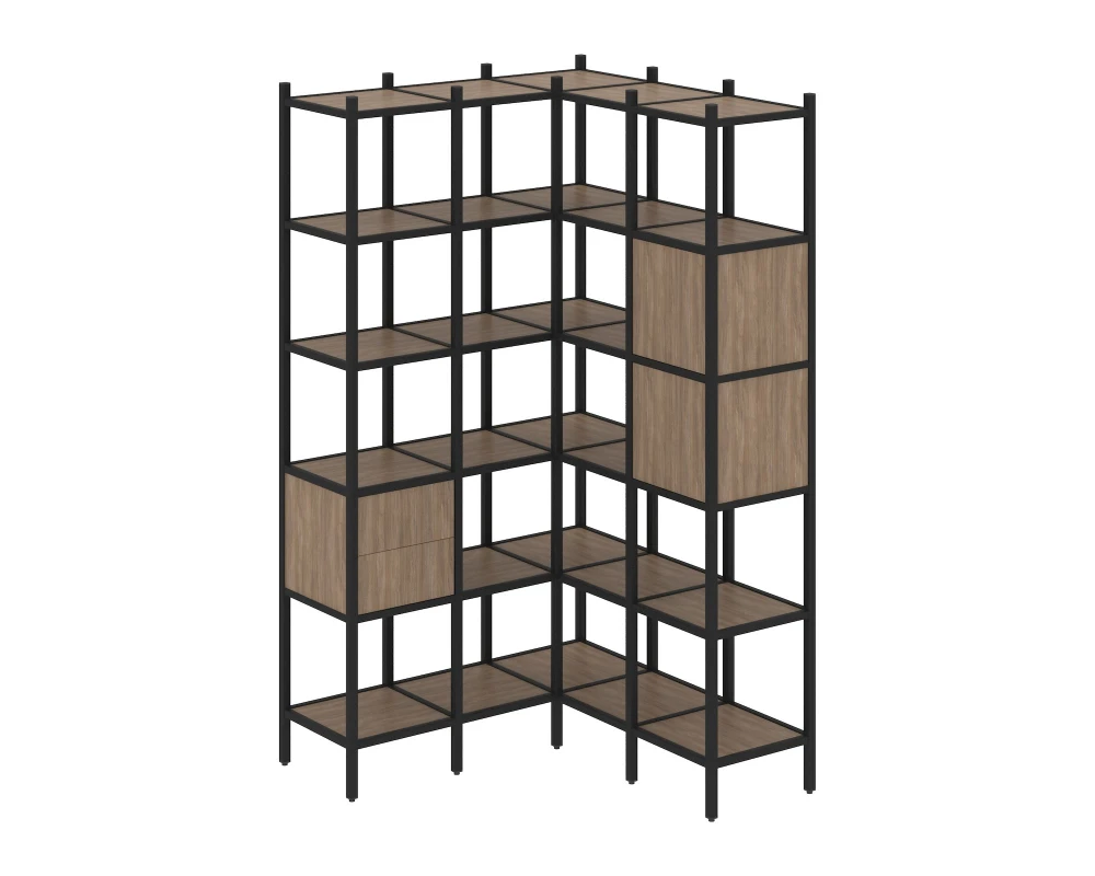 Угловой внутренний стеллаж L-34 1278x1278x2280 Лофт / Loft