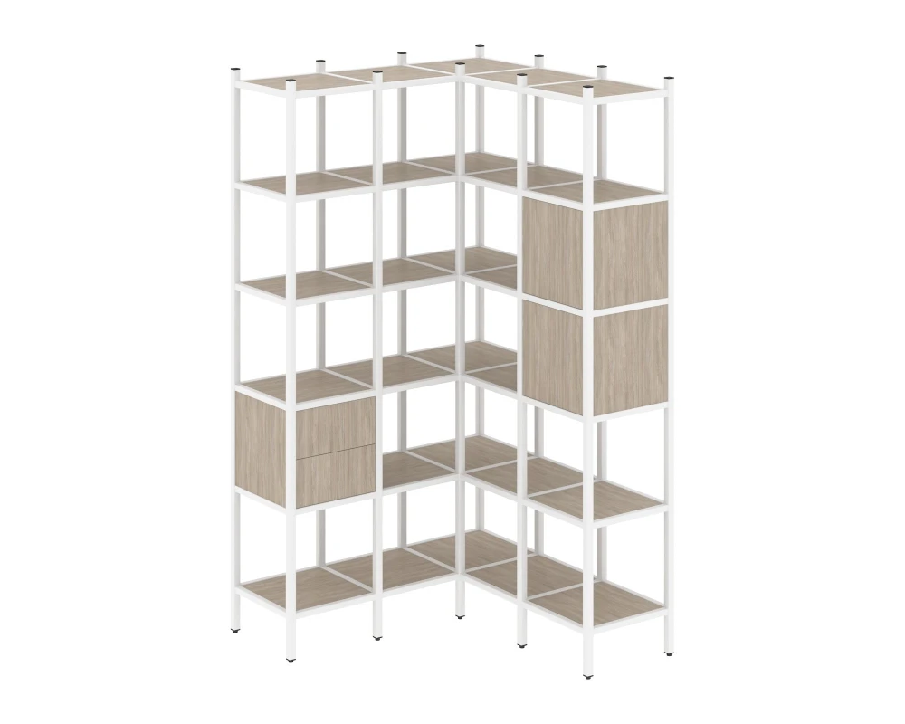 Угловой внутренний стеллаж L-34 1278x1278x2280 Лофт / Loft