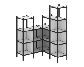 Угловой внутренний стеллаж L-39 1278x1278x1869 Лофт / Loft images