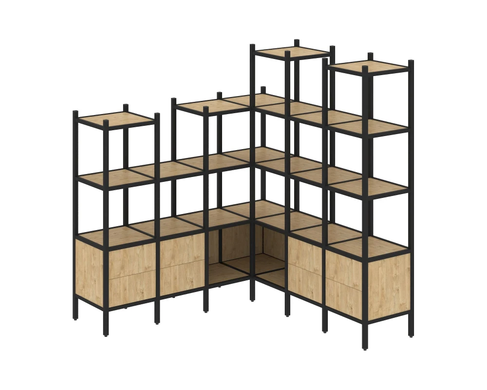 Угловой внутренний стеллаж L-41 1694x1694x1869 Лофт / Loft