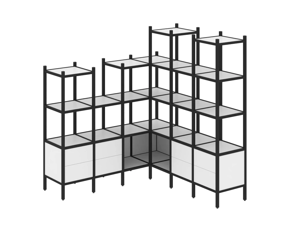 Угловой внутренний стеллаж L-41 1694x1694x1869 Лофт / Loft
