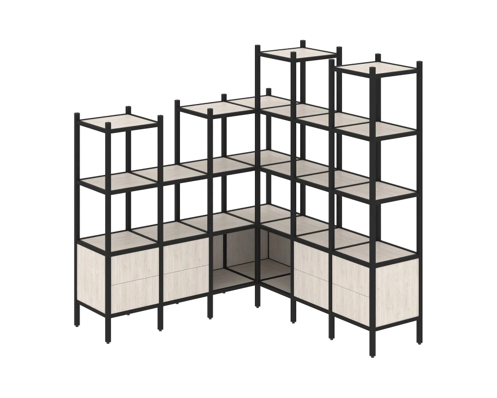 Угловой внутренний стеллаж L-41 1694x1694x1869 Лофт / Loft