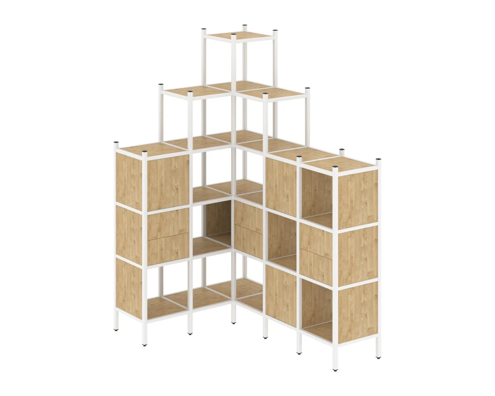 Угловой внутренний стеллаж L-43 1278x1694x2280 Лофт / Loft