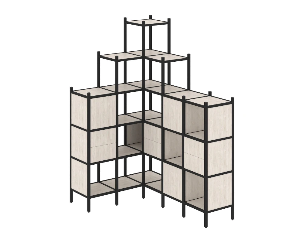 Угловой внутренний стеллаж L-43 1278x1694x2280 Лофт / Loft