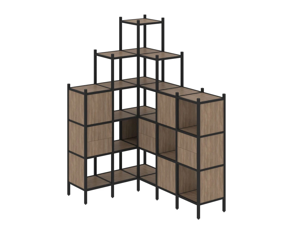 Угловой внутренний стеллаж L-43 1278x1694x2280 Лофт / Loft