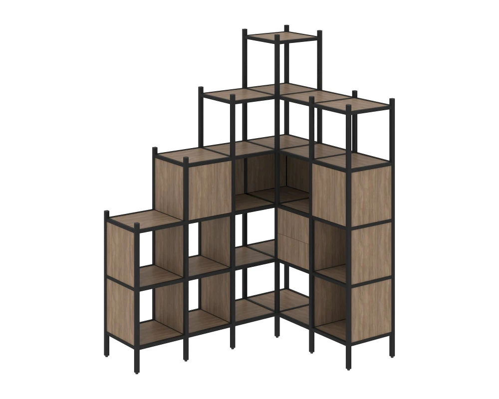 Угловой внутренний стеллаж L-44 1694x1278x2280 Лофт / Loft