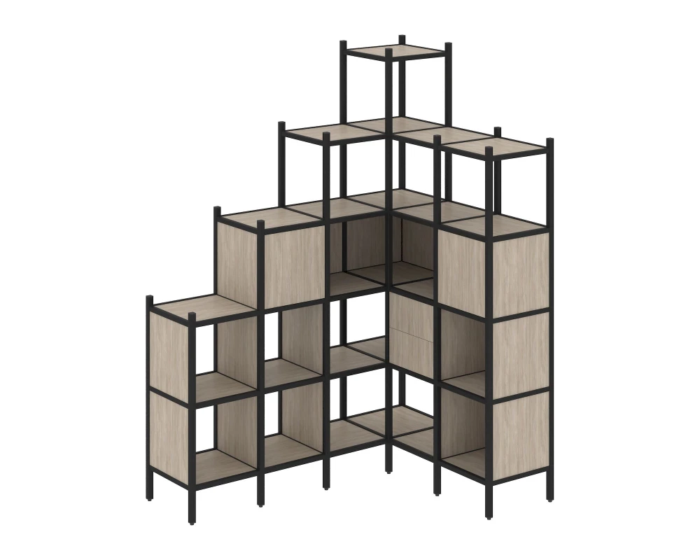 Угловой внутренний стеллаж L-44 1694x1278x2280 Лофт / Loft