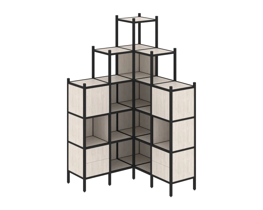 Угловой внутренний стеллаж L-45 1278x1278x2280 Лофт / Loft