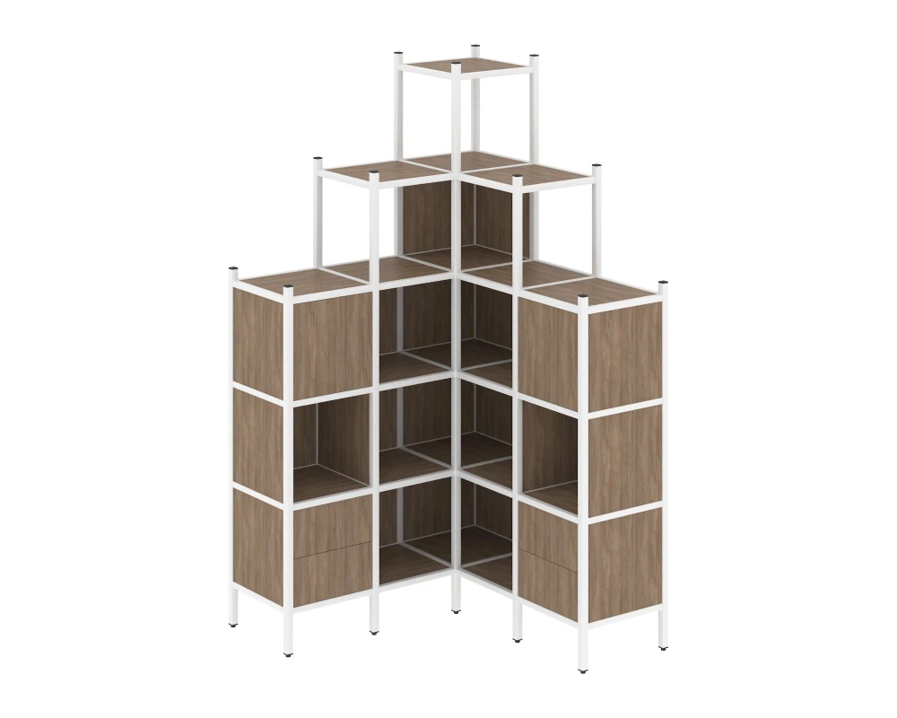 Угловой внутренний стеллаж L-45 1278x1278x2280 Лофт / Loft