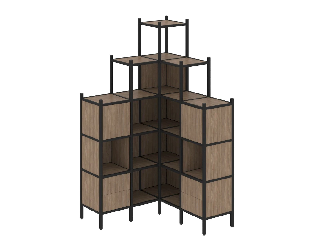 Угловой внутренний стеллаж L-45 1278x1278x2280 Лофт / Loft