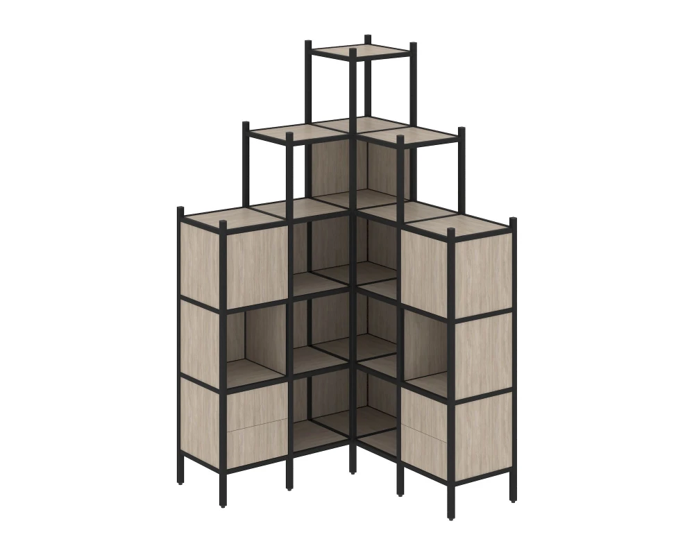 Угловой внутренний стеллаж L-45 1278x1278x2280 Лофт / Loft