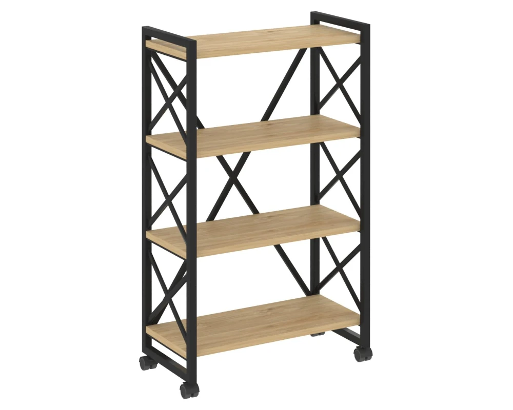 Стеллаж на колесных опорах - 4 полки 800х400х1334 Лофт / Loft